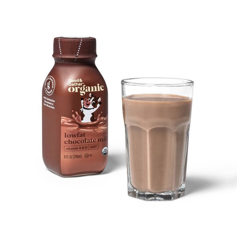 slide 3 of 3, Organic Lowfat Chocolate Milk Shelf Stable - 8 fl oz/12ct - Good & Gather™, 12 ct; 8 fl oz