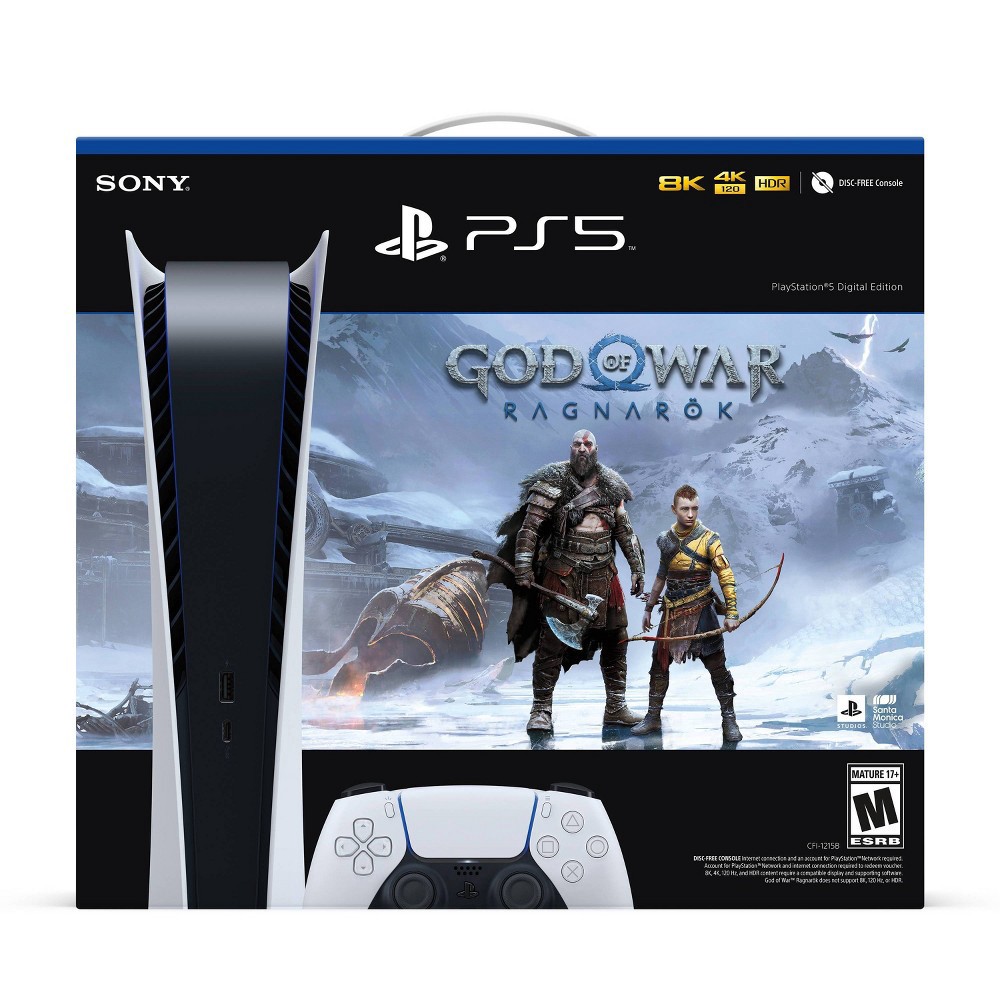 slide 4 of 8, PlayStation 5 God of War Ragnarok Digital Console with Wireless Controller, 1 ct