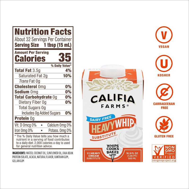 slide 5 of 10, Califia Farms Heavy Whipping Cream - 16.9 fl oz, 16.9 fl oz