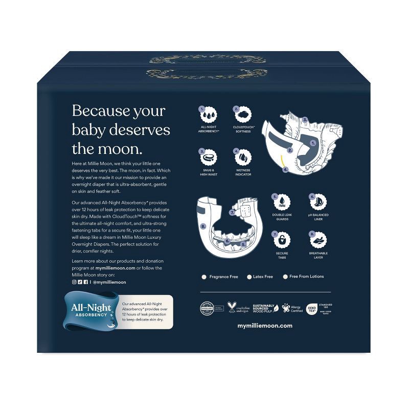 slide 9 of 9, Millie Moon Overnight Diapers - Size 5 - 50ct, 5 x 50 ct