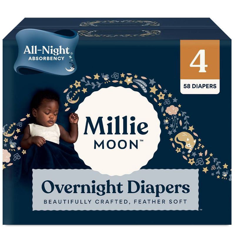 slide 1 of 9, Millie Moon Overnight Diapers - Size 4 - 58ct, 4 x 58 ct