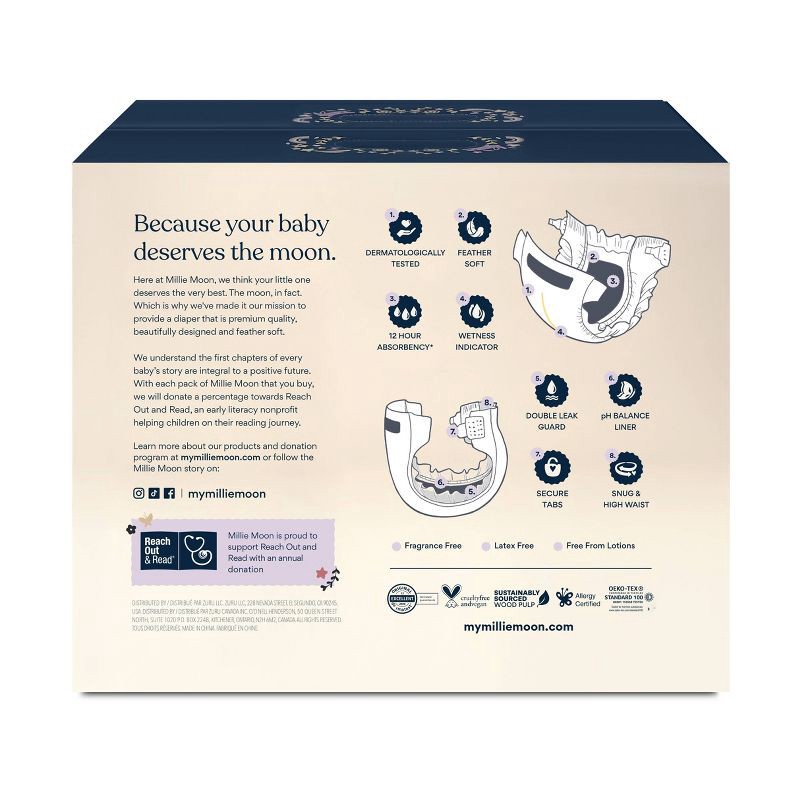 slide 2 of 10, Millie Moon Luxury Disposable Diapers - Size 3 - 144ct, 3 x 144 ct
