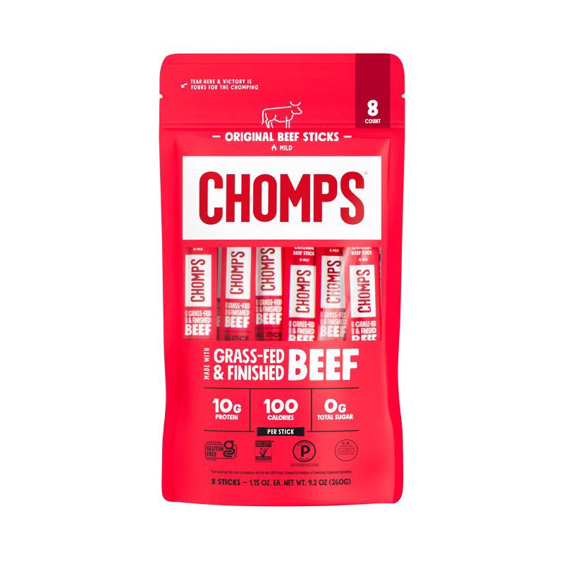 slide 1 of 7, Chomps Snack Sticks Original Beef Meat Sticks - 9.2oz/8ct, 9.2 oz, 8 ct