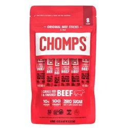 Chomps Snack Sticks Chomps Original Beef Meat Sticks - 9.2oz/8ct