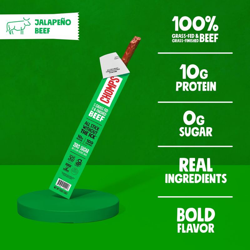 slide 5 of 8, Chomps Snack Sticks Chomps Jalapeno Beef Sticks - 9.2oz/8ct, 9.2 oz, 8 ct