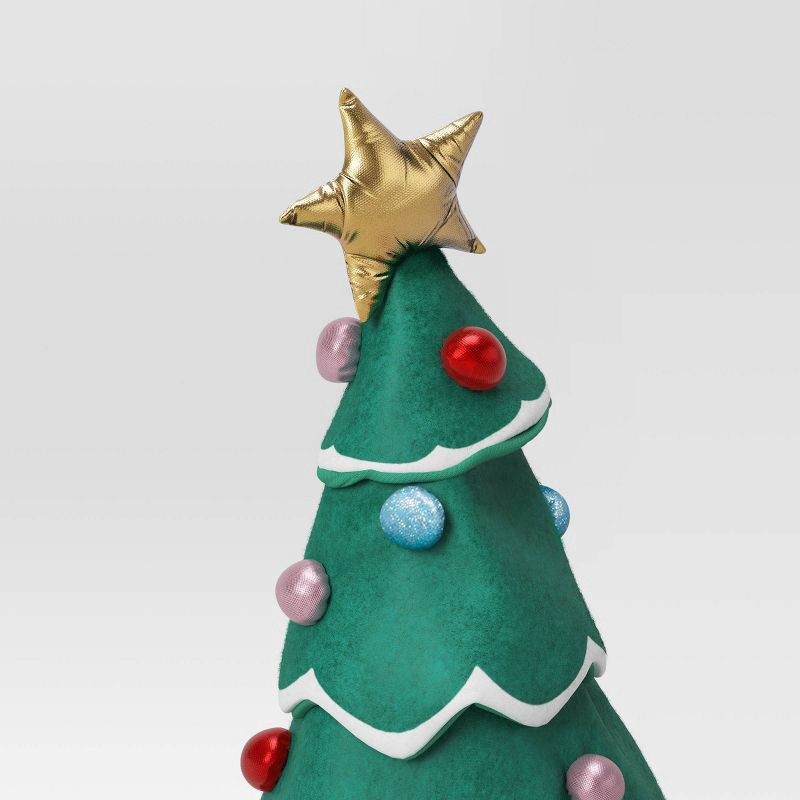slide 3 of 3, 18.8" Battery Operated Animated Plush Dancing Christmas Tree Sculpture - Wondershop™: Smiley Face, Pompoms, Star Topper, 1 ct