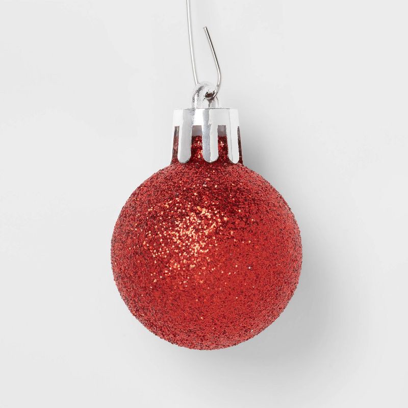 slide 3 of 3, 25ct Round Mini Christmas Tree Ornament Set Red/Silver - Wondershop™, 25 ct