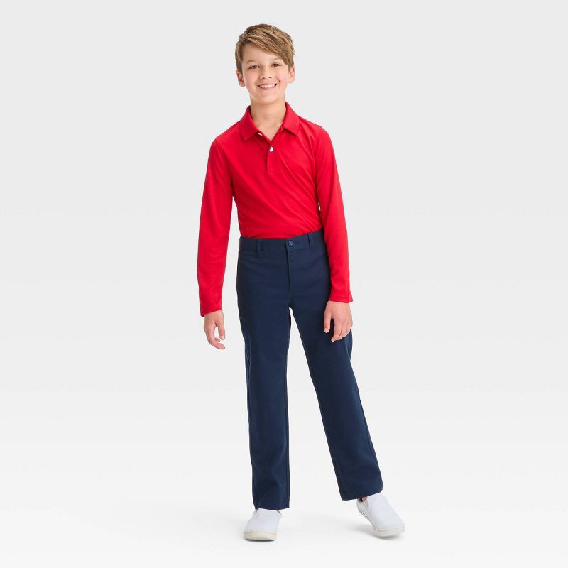 slide 3 of 3, Boys' Straight Fit Uniform Pants - Cat & Jack™ Blue 7, 1 ct