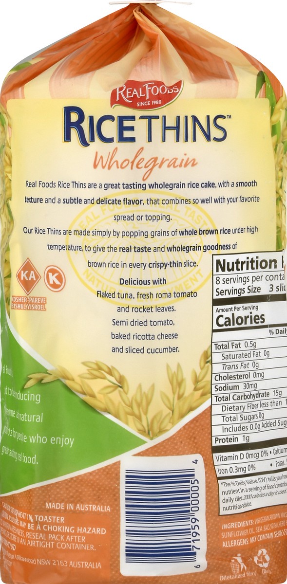 slide 3 of 13, Real Foods Wholegrain Rice Thins 5.3 oz, 5.3 oz