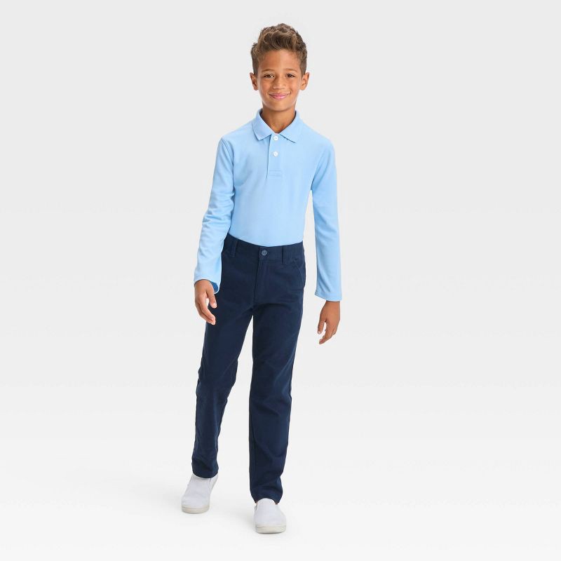 slide 3 of 3, Boys' Skinny Fit Uniform Pants - Cat & Jack™ Blue 14, 1 ct