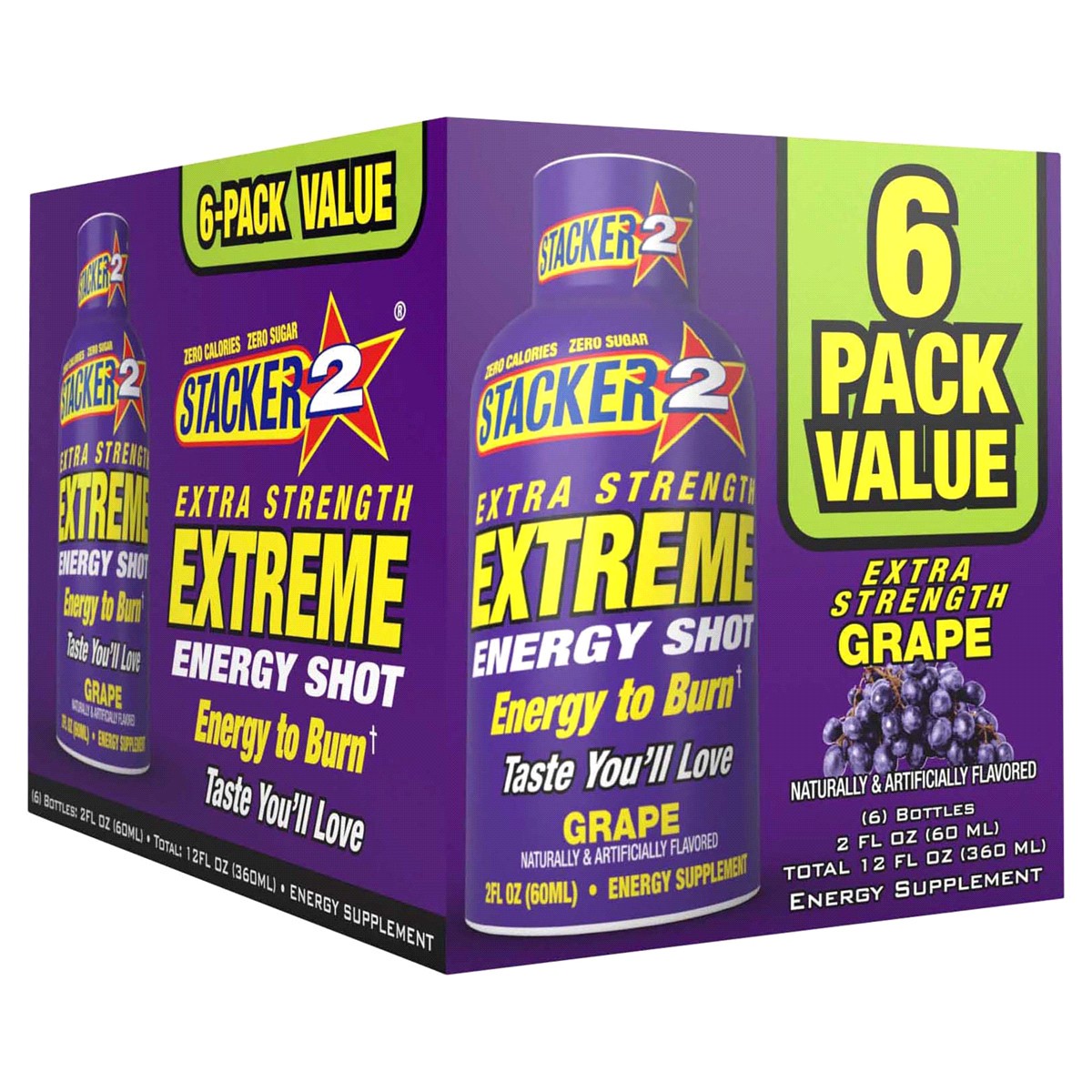 slide 5 of 13, Stacker 2 Extreme Energy Shots Extra Strength Grape flavor - 6 ct, 6 ct