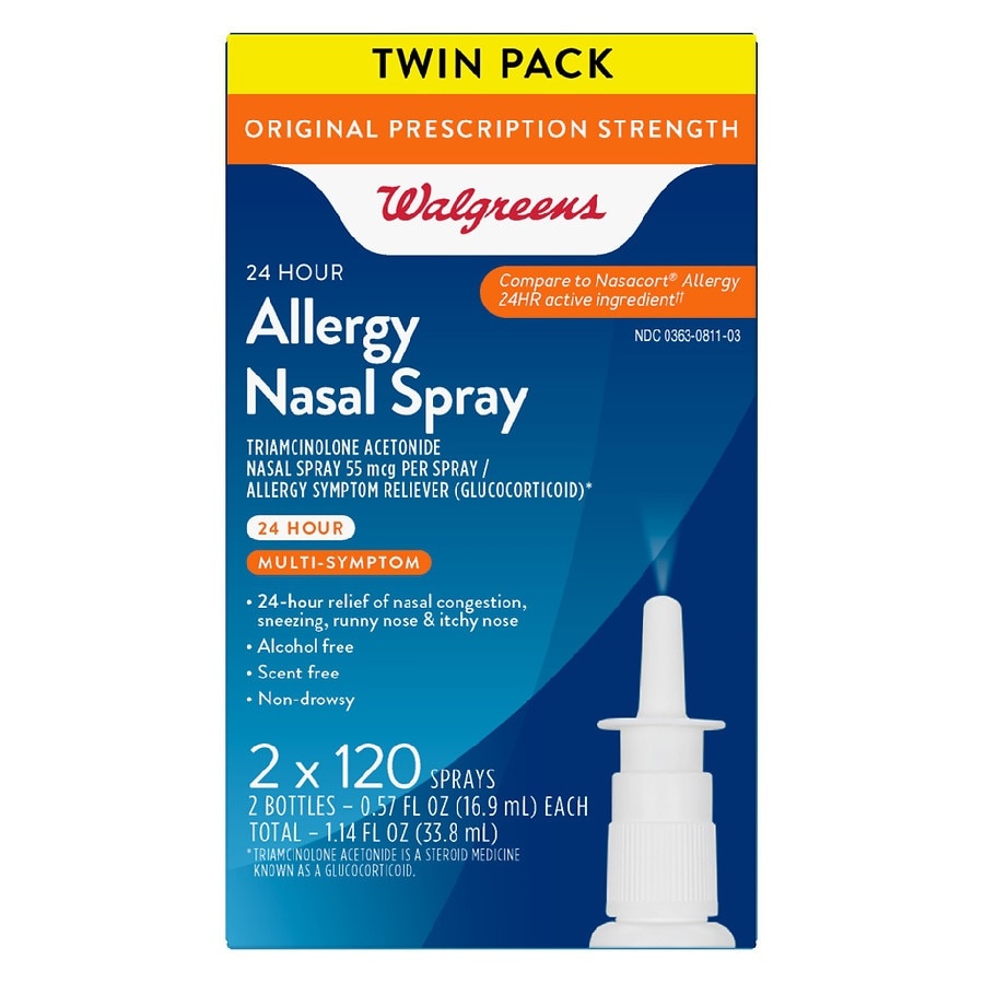 slide 1 of 1, Walgreens 24-Hour Allergy Relief Nasal Sprays, 2 ct; 0.57 fl oz