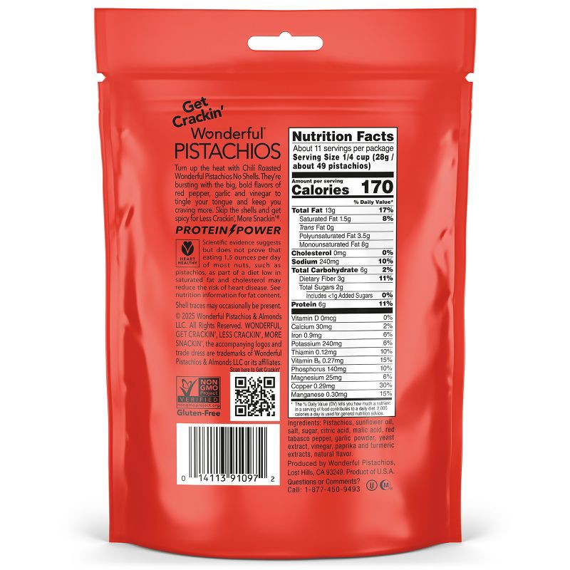 slide 6 of 7, Wonderful Pistachios No Shells Chili Roasted - 11oz, 11 oz