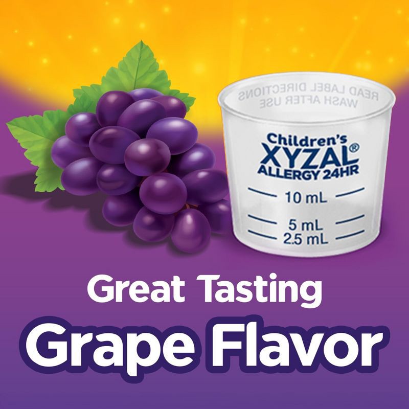 slide 8 of 11, Xyzal Children's Allergy Relief Medicine Liquid - Grape Flavor - Levocetirizine Dihydrochloride - 5 fl oz, 5 fl oz