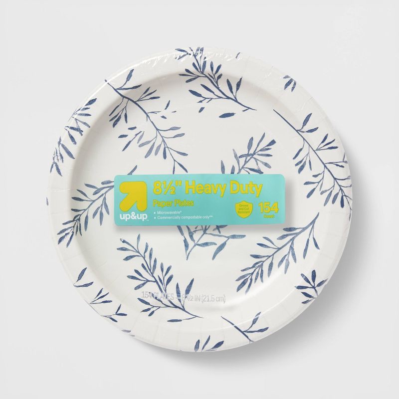 slide 1 of 3, Botanical Leaf Paper Plates 8.5" - 154ct - up&up™, 154 ct