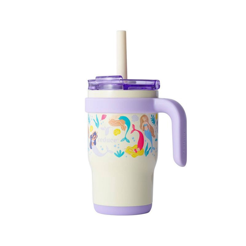slide 2 of 7, Reduce 14oz Coldee Vacuum Insulated Stainless Steel Straw Tumbler Mermaids: Kids Leakproof Drinkware, 14 oz