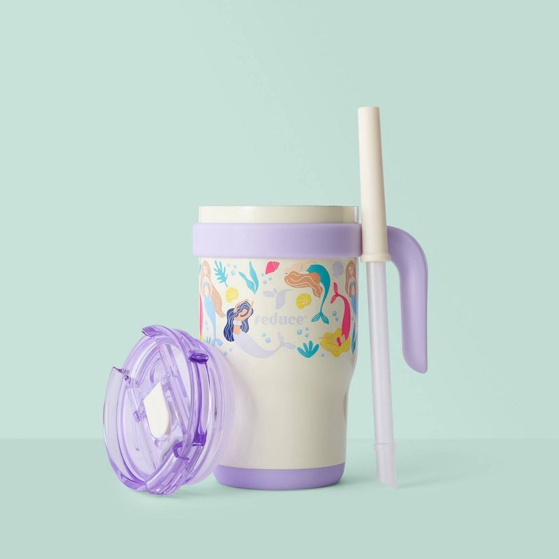 slide 7 of 7, Reduce 14oz Coldee Vacuum Insulated Stainless Steel Straw Tumbler Mermaids: Kids Leakproof Drinkware, 14 oz
