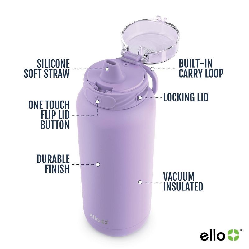 slide 5 of 7, Ello Cooper 32oz Stainless Steel Water Bottle Purple, 32 oz