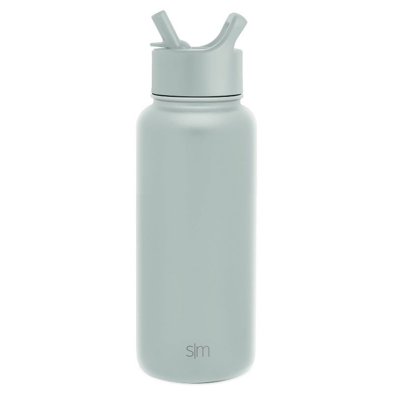 slide 1 of 3, Simple Modern Summit 32oz Stainless Steel Water Bottle with Straw Lid Seaglass Sage: Reusable SLM Portable Drinkware, 32 oz