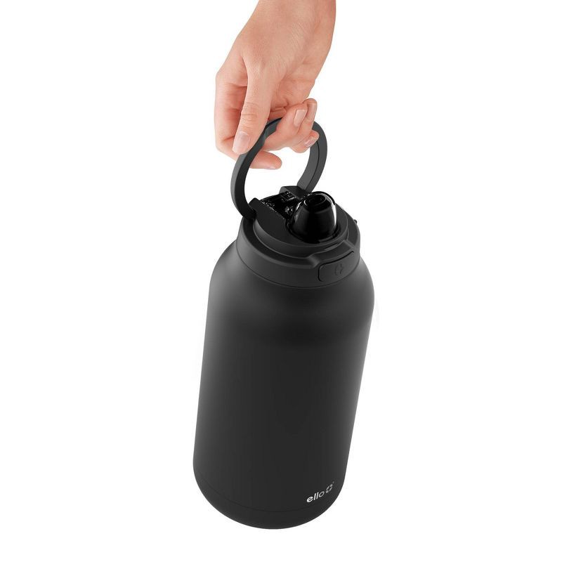 slide 5 of 9, Ello 64oz Hydra Stainless Steel 1/2 Gallon Jug - Black: Portable Water Jug, Dishwasher-Safe, Cold Beverages, 64 oz, 1/2 gal
