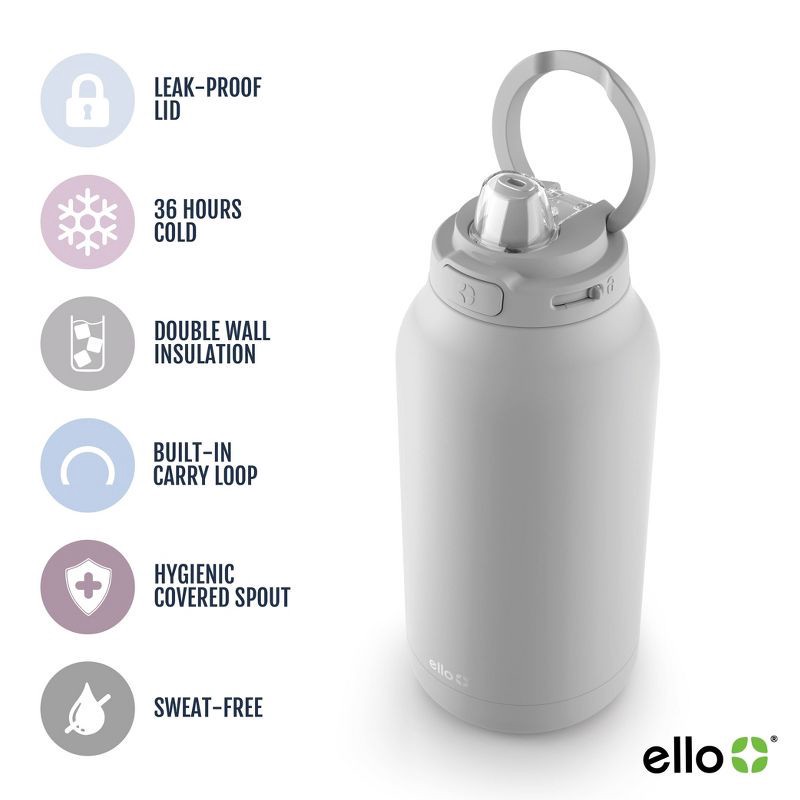 slide 6 of 9, Ello 64oz Hydra Stainless Steel 1/2 Gallon Jug - Black: Portable Water Jug, Dishwasher-Safe, Cold Beverages, 64 oz, 1/2 gal