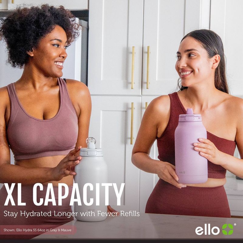 slide 9 of 9, Ello 64oz Hydra Stainless Steel 1/2 Gallon Jug - Black: Portable Water Jug, Dishwasher-Safe, Cold Beverages, 64 oz, 1/2 gal