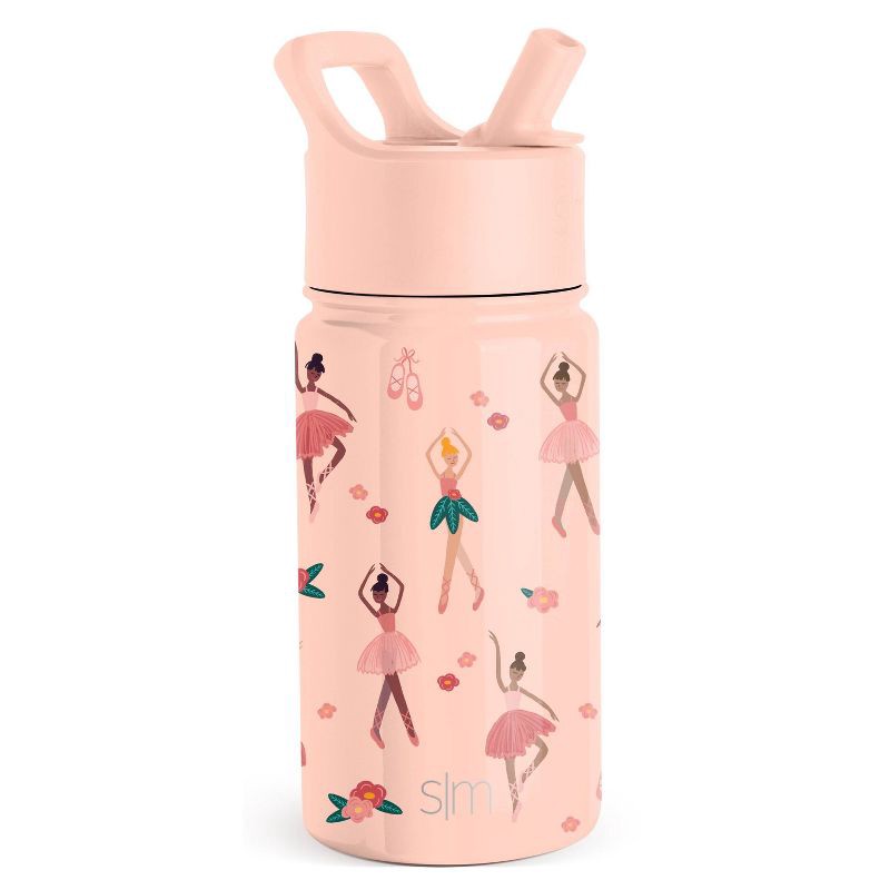 slide 1 of 4, Simple Modern 14oz Stainless Steel Ballerina Summit Kids Water Bottle with Straw Pink: Dishwasher-Safe Tumbler for Toddlers, 14 oz