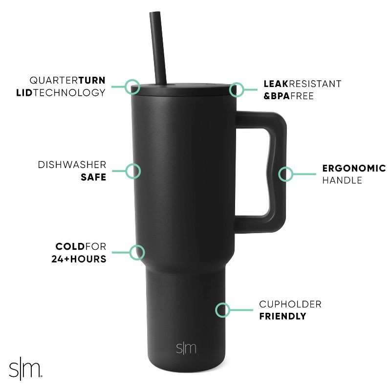 slide 9 of 10, Simple Modern Trek 40oz Stainless Steel Lidded Tumbler Powder Coat Lavender Mist: Dishwasher-Safe, Cold Beverages, 40 oz