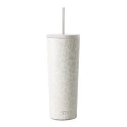 Simple Modern Classic 24oz Stainless Steel Lidded Tumbler Powder Coat Cream Leopard: Insulated Cup for Hot & Cold