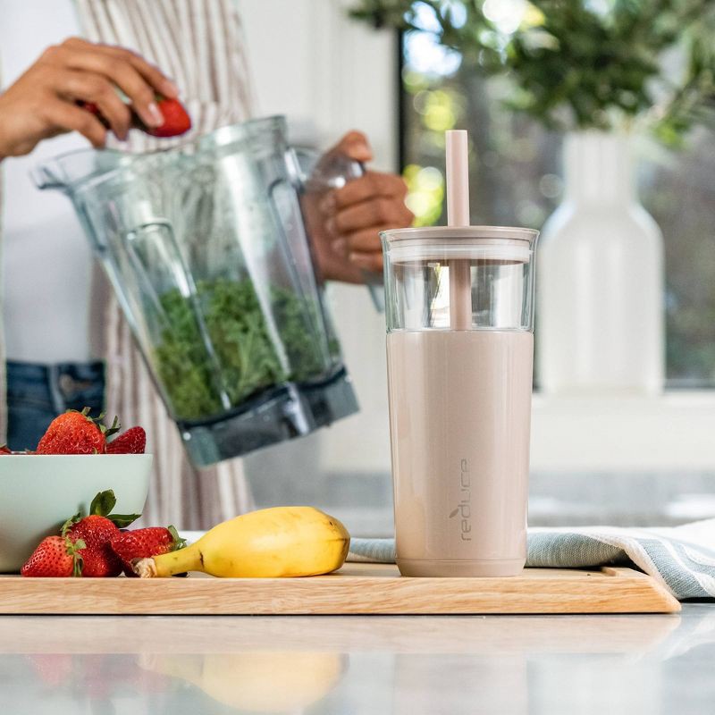 slide 6 of 8, Reduce 20oz Aspen Vacuum Insulated Stainless Steel Glass Tumbler with Lid and Straw Sand, 20 oz