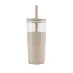 Reduce 20oz Aspen Vacuum Insulated Stainless Steel Glass Tumbler with Lid and Straw Sand