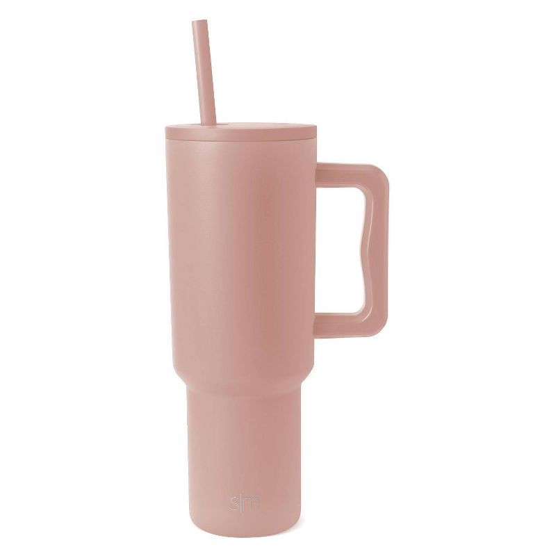 slide 1 of 6, Simple Modern Trek 40oz Stainless Steel Lidded Tumbler Powder Coat Mauve: Dishwasher-Safe Slim Cup for Cold Beverages, 40 oz