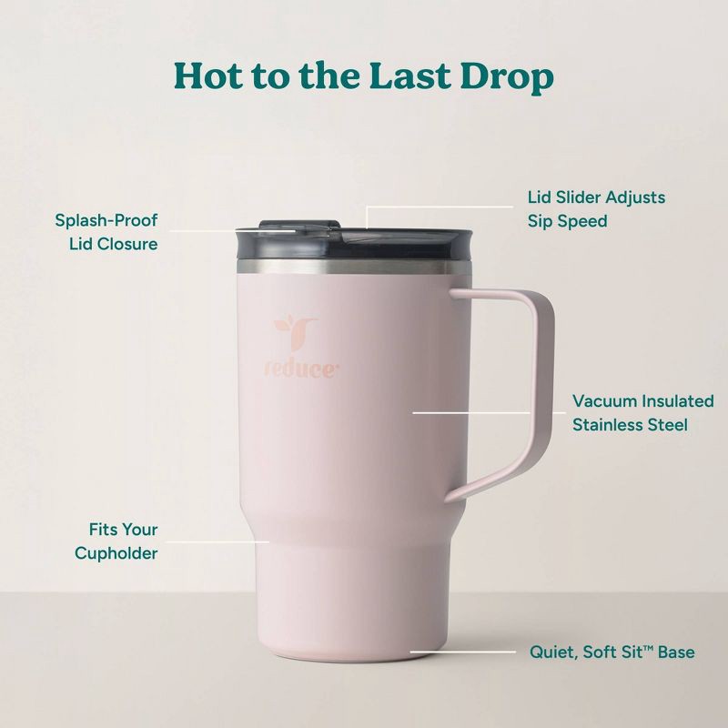 slide 4 of 7, Reduce 18oz Hot1 Insulated Stainless Steel Travel Mug with Steam Release Lid - Blush: Coffee Tumbler, Dishwasher-Safe, 18 oz