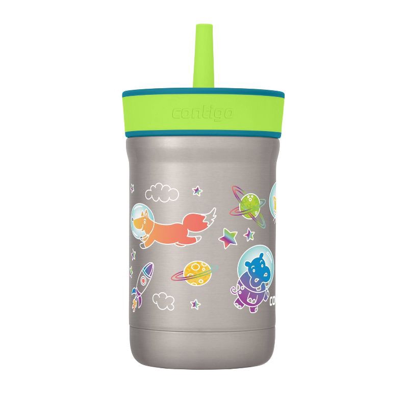 slide 2 of 5, Contigo Kids' Leighton Stainless Steel 12oz Tumbler Juniper Cool Lime with Spacecraft, 12 oz