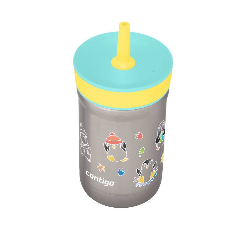 Contigo Kids' Leighton Stainless Steel 12oz Tumbler Jade Vine Pineapple  with Penguin Plunge