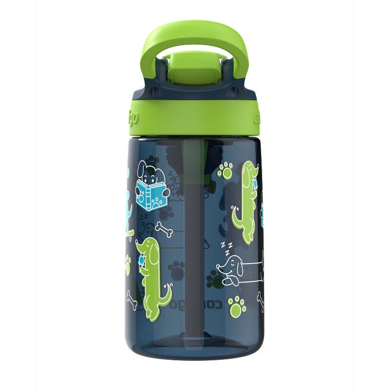 slide 4 of 7, Contigo 14oz Kids' Water Bottle with Redesigned AutoSpout Straw Blueberry Cool Lime with Dogs Doing Things, 14 oz