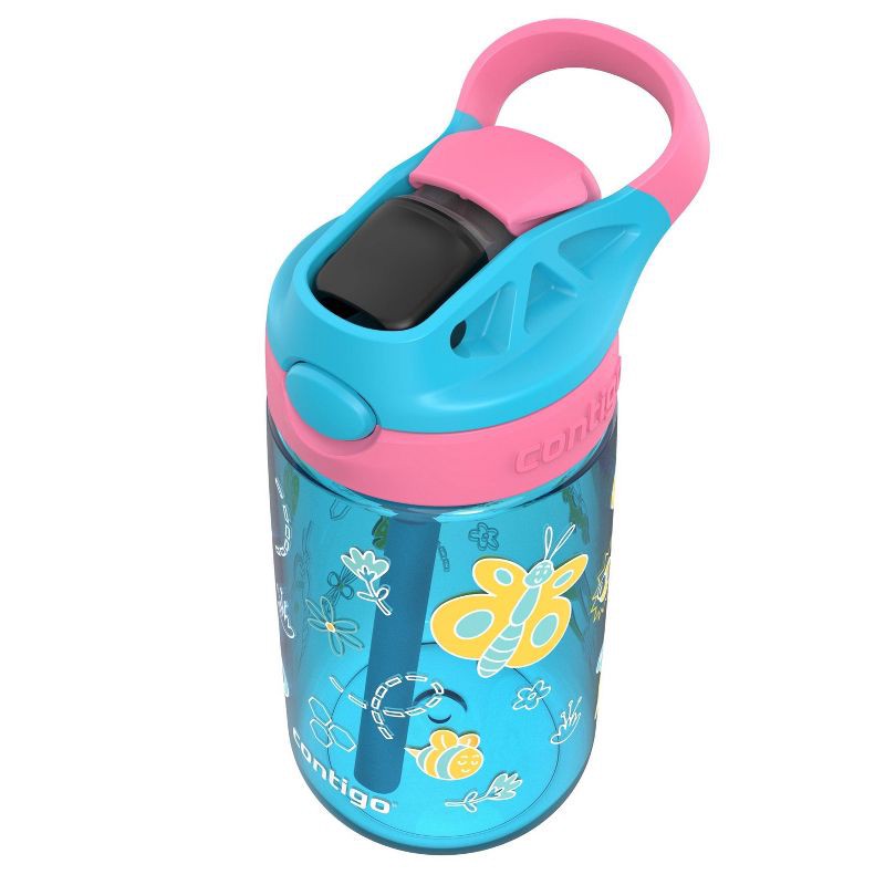 slide 2 of 7, Contigo 14oz Kids' Water Bottle with Redesigned AutoSpout Straw Blue Raspberry Azalea with Butterflies and Honeybee: Spillproof, 14 oz