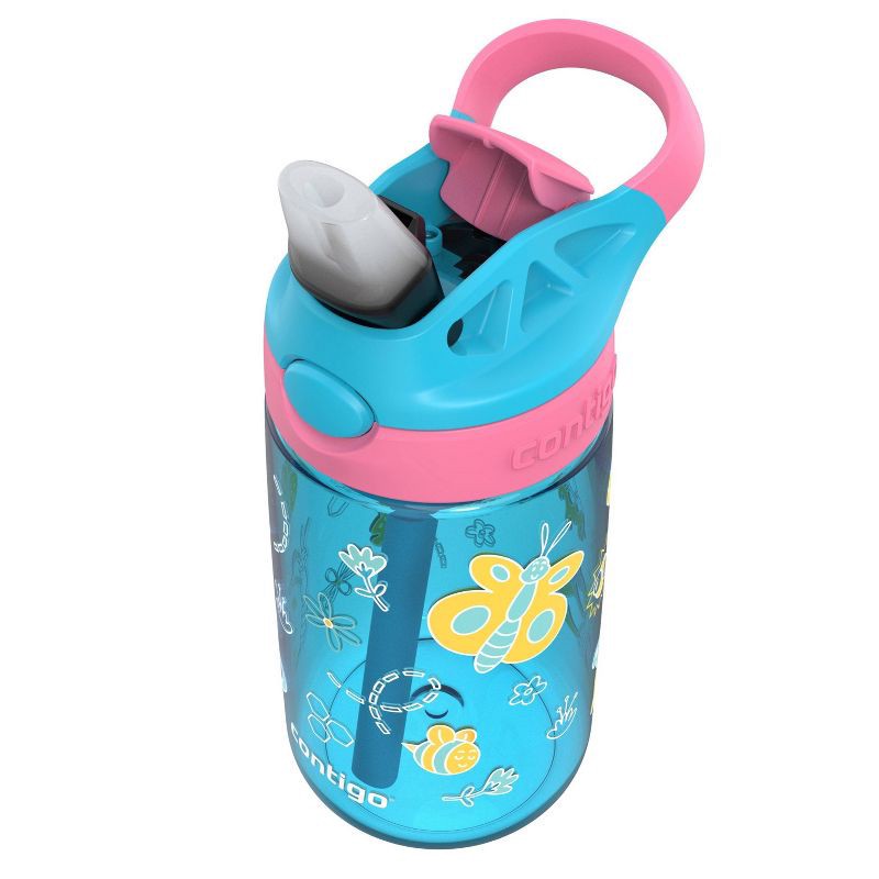 Contigo 14oz Kids' Water Bottle with Redesigned AutoSpout Straw Blue  Raspberry Azalea with Butterflies and Honeybee 1 ct