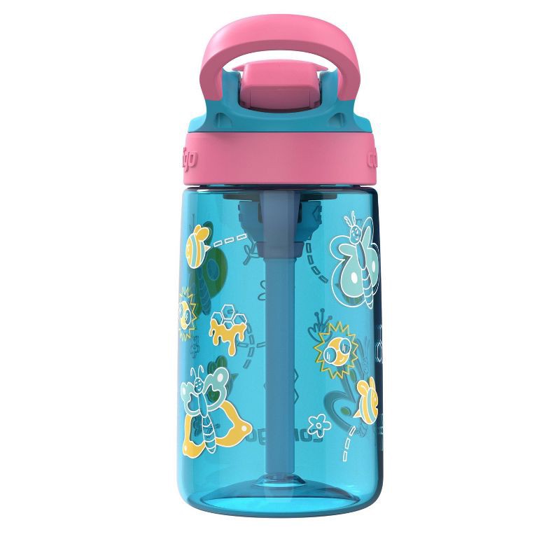 slide 4 of 7, Contigo 14oz Kids' Water Bottle with Redesigned AutoSpout Straw Blue Raspberry Azalea with Butterflies and Honeybee: Spillproof, 14 oz