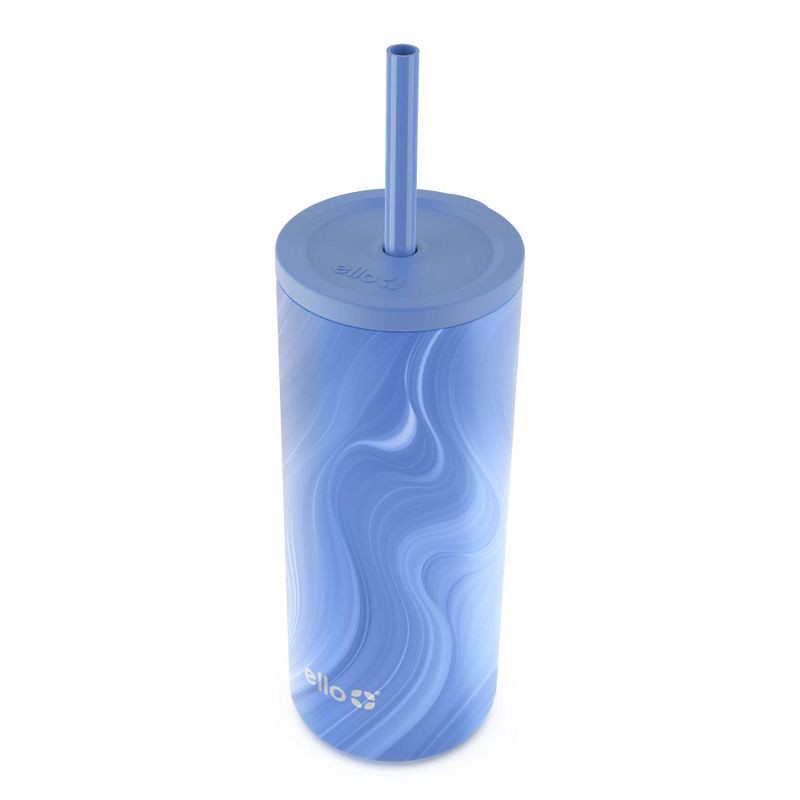 slide 2 of 4, Ello Vita 20oz Stainless Steel Straw Tumbler - Blue/White Swirl, 20 oz