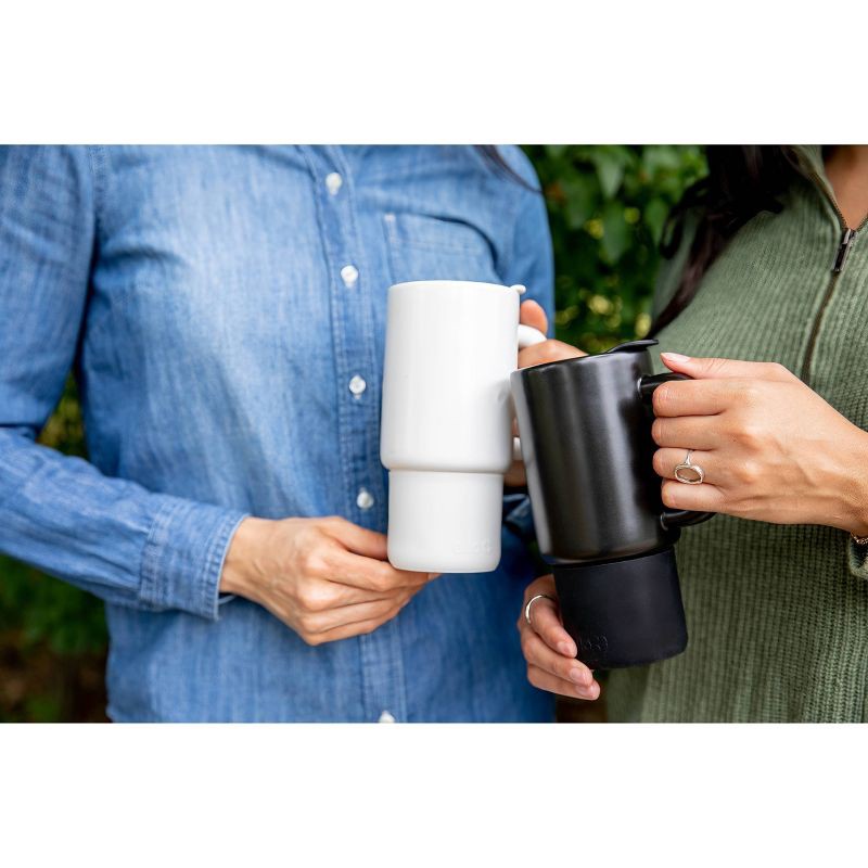 slide 4 of 8, Ello Commute 18oz Ceramic Travel Mug Black: Microwave & Dishwasher Safe, Portable Drinkware for Hot/Cold Beverages, 18 oz