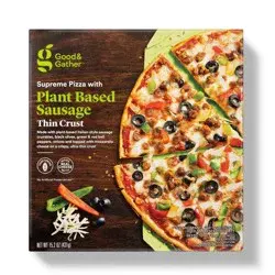 Frozen Thin Crust Supreme Pizza with Plant-Based Sausage - 15.2oz - Good & Gather™