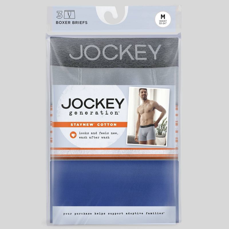 slide 2 of 5, Jockey Generation™ Men's Stay New® Cotton Boxer Briefs 3pk - Blue/Orange/Gray XL, 3 ct