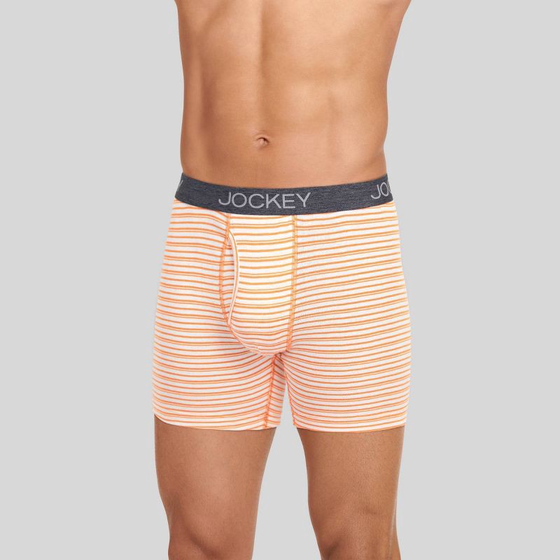 slide 3 of 5, Jockey Generation™ Men's Stay New® Cotton Boxer Briefs 3pk - Blue/Orange/Gray XL, 3 ct