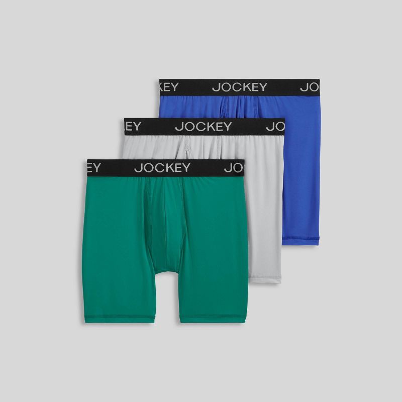 Jockey Generation Men's Long Leg Boxer Briefs 3pk - Blue/Gray/Dark Teal  Green M 1 ct
