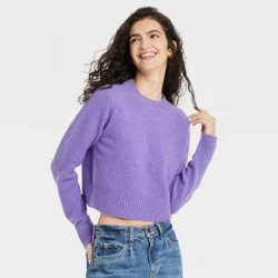 Women's Crew Neck Cashmere-Like Pullover Sweater - Universal Thread Purple XL