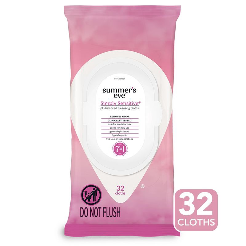 slide 1 of 8, Summer's Eve Sensitive Feminine Wipes - 32ct, 32 ct