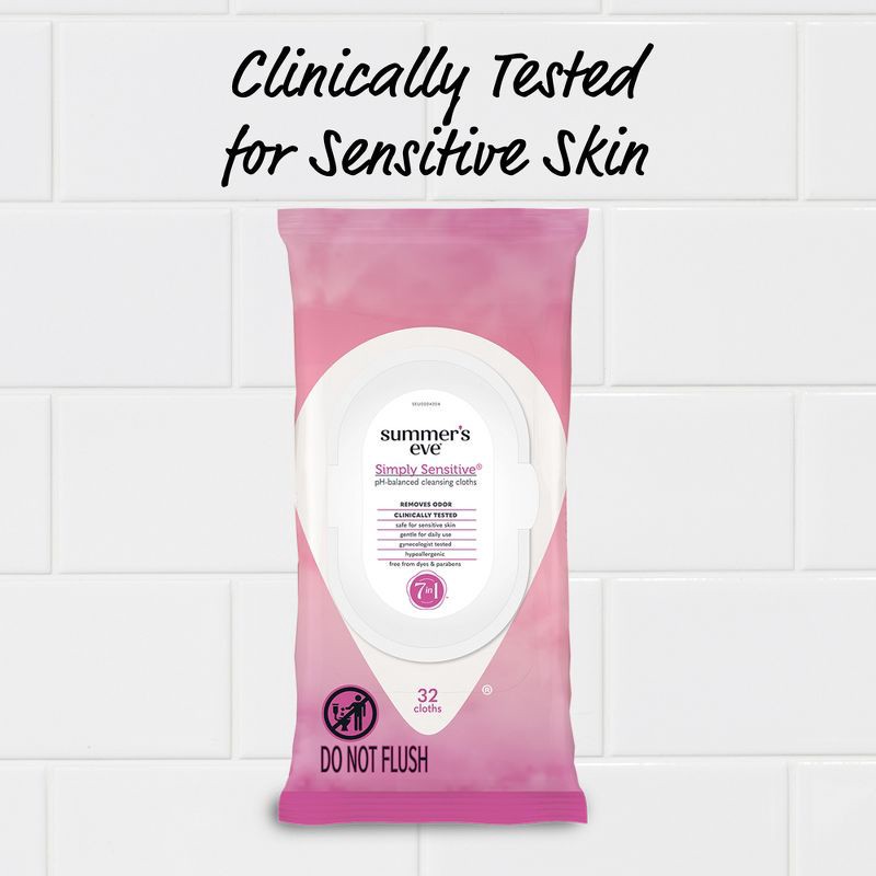 slide 5 of 8, Summer's Eve Sensitive Feminine Wipes - 32ct, 32 ct