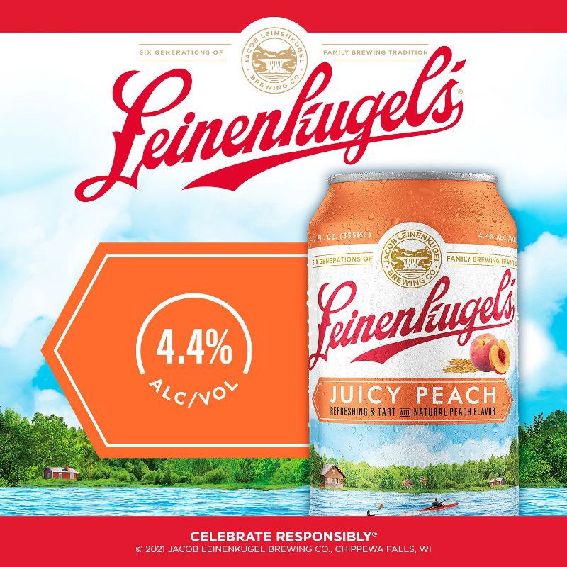 slide 3 of 9, Leinenkugel's Juicy Peach - 12pk/12 fl oz Cans, 12 ct; 12 fl oz