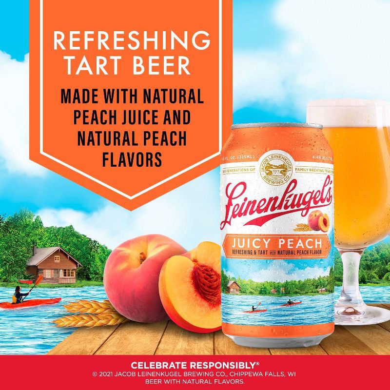 slide 4 of 9, Leinenkugel's Juicy Peach - 12pk/12 fl oz Cans, 12 ct; 12 fl oz